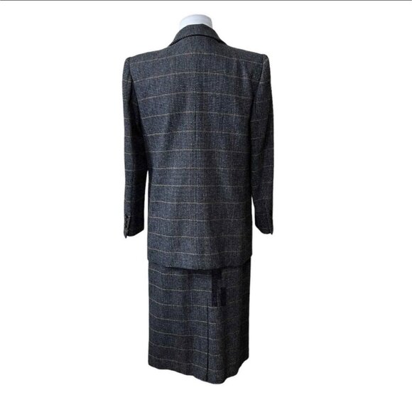 Dallas Womens 100% Wool Plaid Pencil Skirt & Blazer Set Office Career Petite 6P - Picture 4 of 8